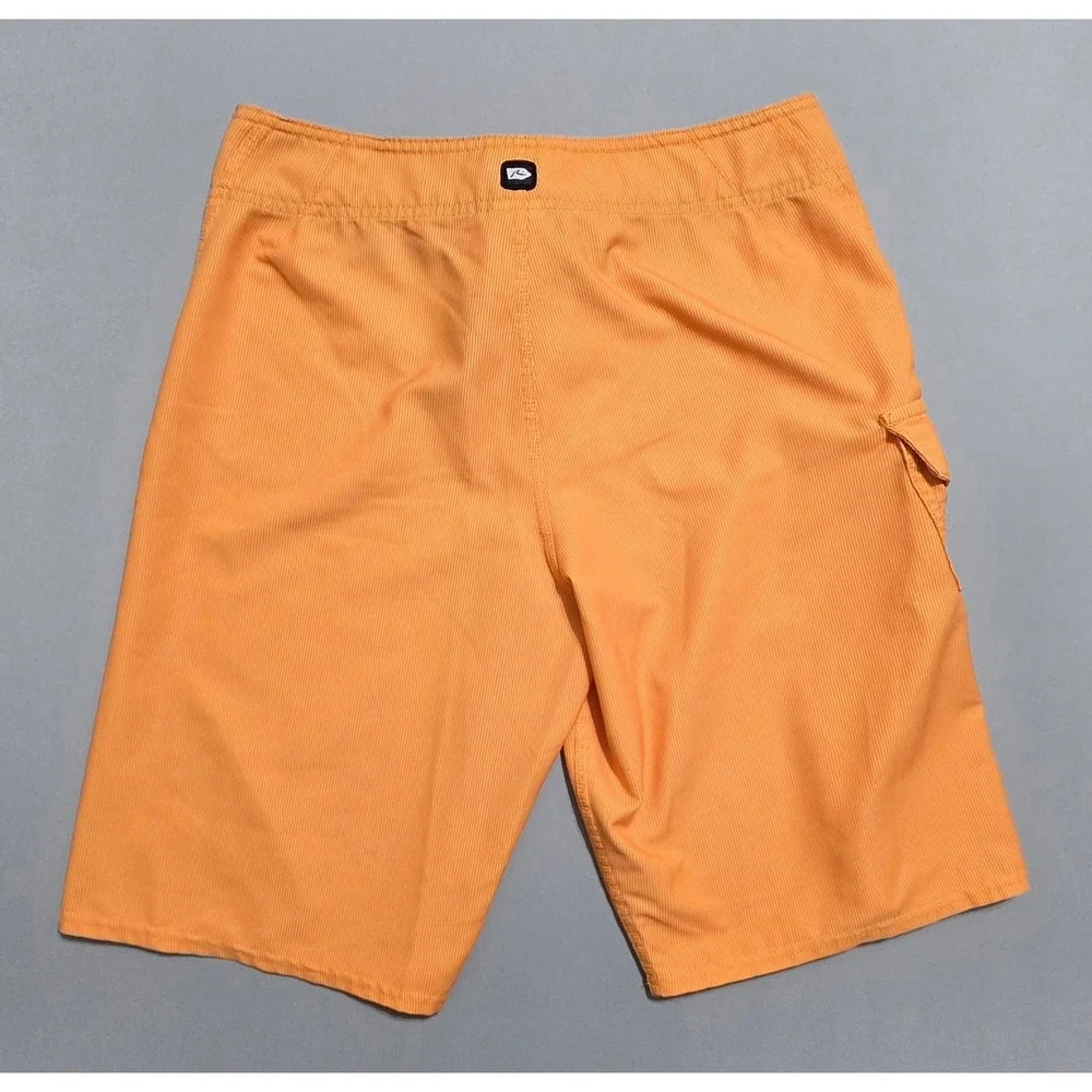 Rusty Board‎ Shorts Mens 30 Orange Pinstripe Cargo Pocket Swim Trunks R14106402